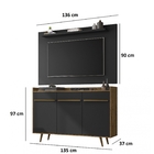 Buffet Quartzo Com Painel Kenzo Madeira Rústica Com Preto Fos