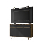 Buffet Quartzo Com Painel Kenzo Madeira Rústica Com Preto Fos