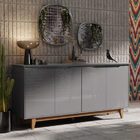 Buffet Quatro Portas Flow Cinza/freijó – Ej Móveis