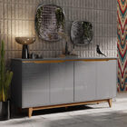 Buffet Quatro Portas Flow Cinza/freijó – Ej Móveis