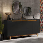 Buffet Quatro Portas Flow Preto/freijó – Ej Móveis