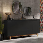 Buffet Quatro Portas Flow Preto/freijó – Ej Móveis