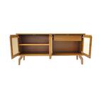 Buffet Real 140cm Tingido Mel Com Tela Pe Em Madeira