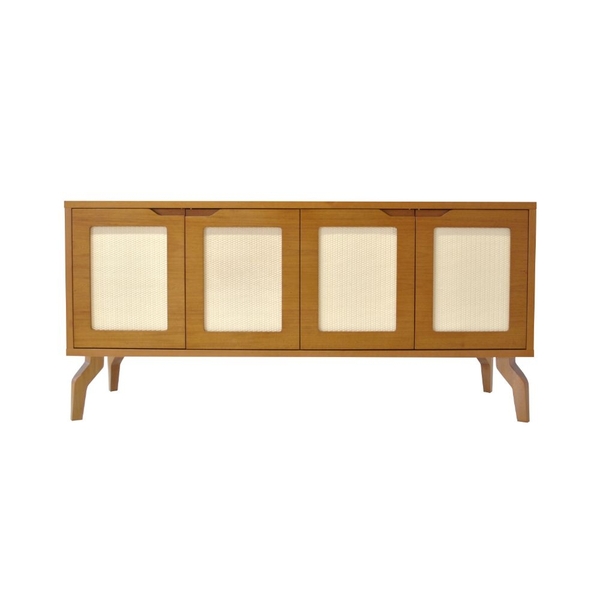 Buffet Real 180cm Tingido Mel Com Tela Pe Em Madeira Macica F