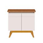 Buffet Retrô 2 Portas Com Pés Palito Off White Freijó Livas S