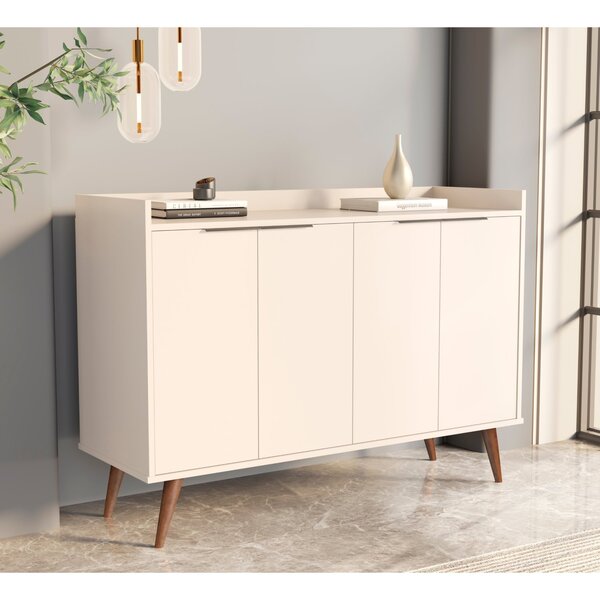 Buffet Retrô 4 Portas 119cm Pés Em Madeira Maciça Jb Bechara