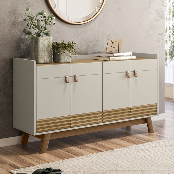 Buffet Retrô 4 Portas Clarinea Carvalho Off White