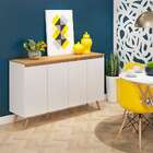 Buffet Retrô 4 Pt Branco E Nogal