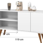 Buffet Retrô Com 120cm 4 Pés Branco P/ Sala De Estar