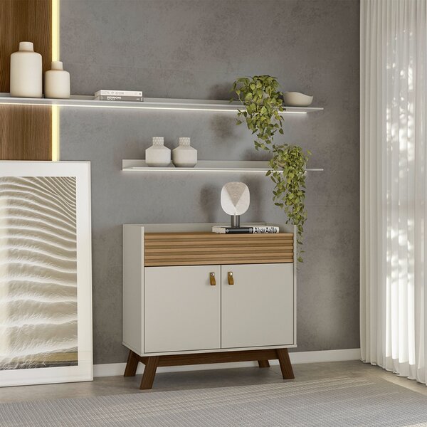 Buffet Ripado 1 Gaveta 2 Portas Parma Linea Brasil Amêndoa/of