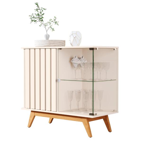 Buffet Ripado Com 1 Prateleira E 2 Portas Lille Pérola