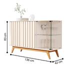 Buffet Ripado Com 3 Portas E Lateral De Vidro Nice Pérola