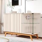 Buffet Ripado Com 3 Portas E Lateral De Vidro Nice Pérola