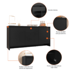 Buffet Sala 3 Portas E 1 Gaveta Reforçado Com Prateleiras Mul