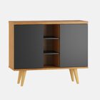 Buffet Saymon 2 Portas 3 Nichos Pés Palito  Móveis Mel/preto