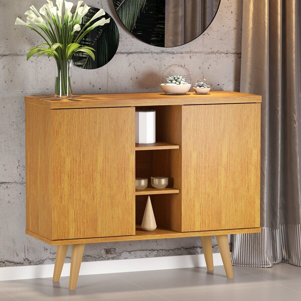 Buffet Saymon 2 Portas 3 Nichos Pés Palito Móveis Mel