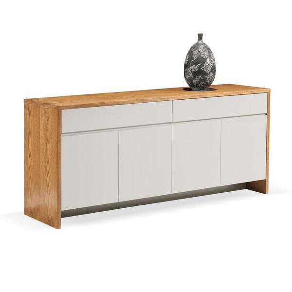 Buffet Sevilha Univ 180 Cm Laca Cinza Claro Off White Brilhan