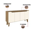 Buffet Téia 04 Portas Nature E Off White 150 Cm - D'rossi