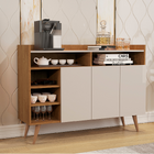 Buffet Três Portas Três Prateleiras Pés Em Madeira Celta - Gi