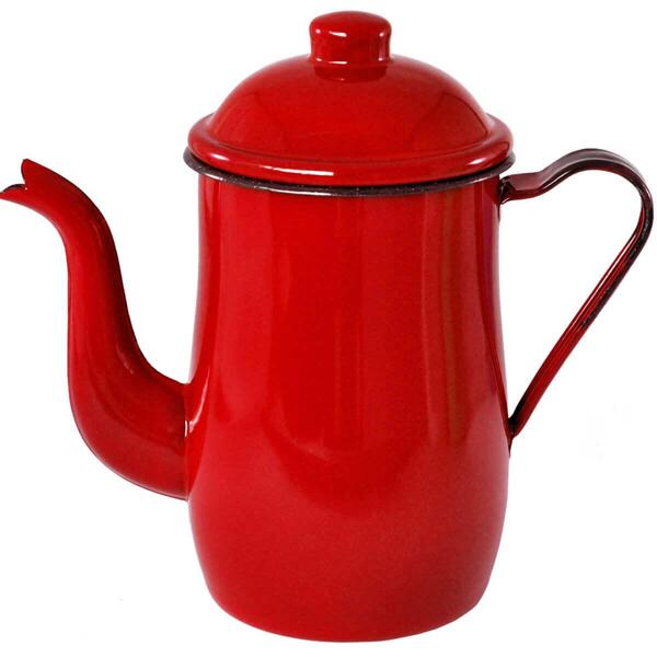 Bule Aço Esmaltado Para Café Chá 1,25 Litros Tradicional Verm