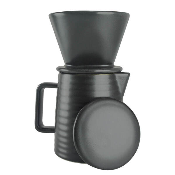 Bule De Café Com Suporte Para Filtro Preto Cerâmica 600ml