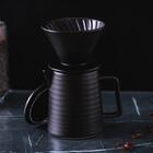Bule De Café Com Suporte Para Filtro Preto Cerâmica 600ml