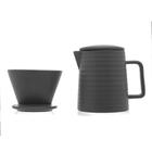 Bule De Café Com Suporte Para Filtro Preto Cerâmica 600ml