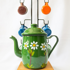 Bule De Café Verde Com 6 Canecas Coloridas