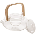 Bule De Vidro Borossilicato Com Infusor De Chá E Alça Bambu