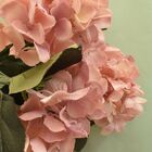 Buquê De Flor Artificial Hortênsia Rosa Com Folhas