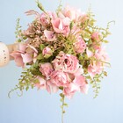 Buquê De Rosas E Hortênsias Artificiais Cor-de-rosa