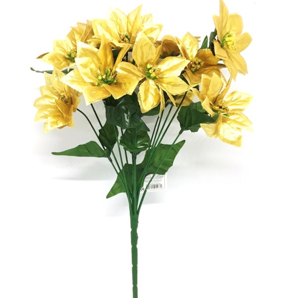 Buquê Natal Bico De Papagaio Lamê Dourado 12 Flores 35cm - Ya