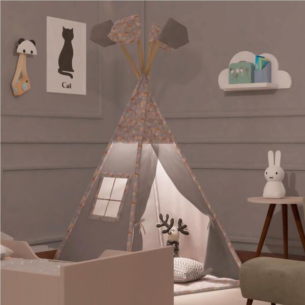 Cabana Infantil Mundo Mágico Com Janelinha E Led- Off White