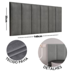 Cabeceira 1,40cm Casal Estofada Wa Quarto Cinza Decoração