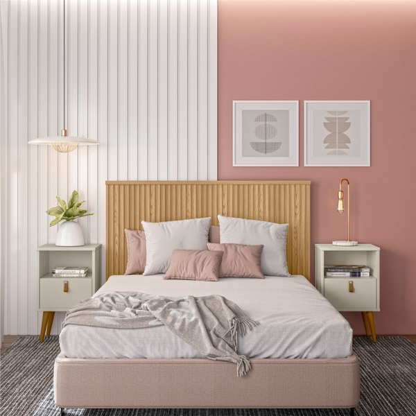 Cabeceira 1.4 Com Mesas De Cabeceira Billy Carvalho Off White