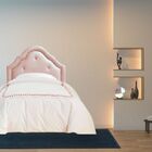 Cabeceira  P. Cama Box Solteiro Veludo Areia Botôes E Tachas