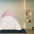 Cabeceira  Solteiro Provençal  Veludo Rosê Botôes E Tachas