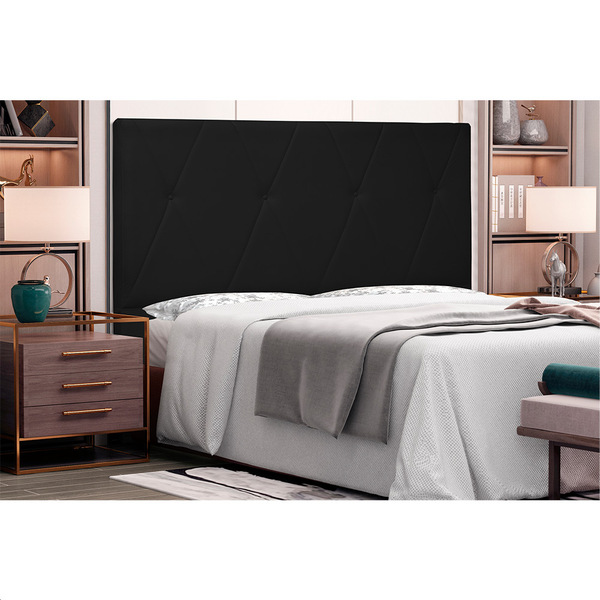 Cabeceira Aquilla Para Cama Box King 195 Cm Corino Preto S04