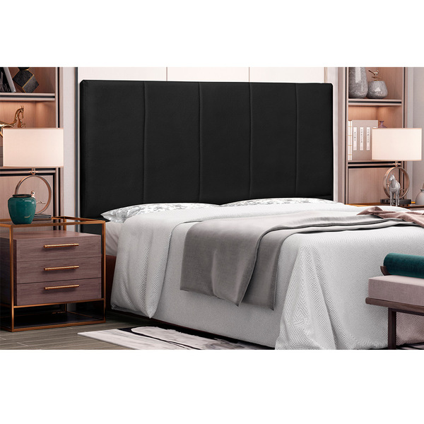 Cabeceira Arizona Para Cama Box Queen 160 Cm Corino Preto S04