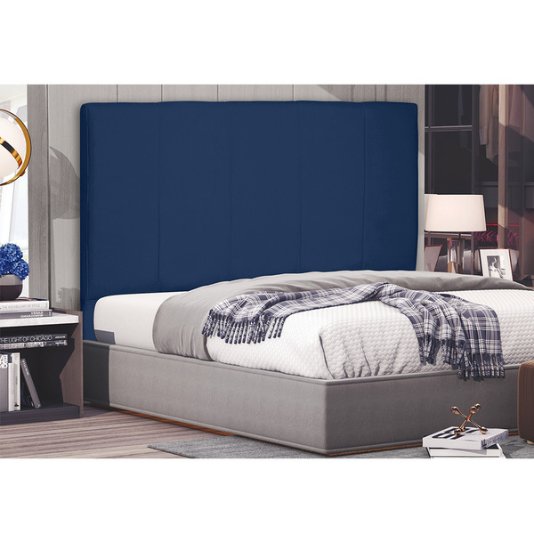 Cabeceira Arizona Para Cama Box Queen 160 Cm Suede Azul Marin