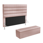 Cabeceira Atlas E Calçadeira Baú Ursa 140 Para Cama De Casal