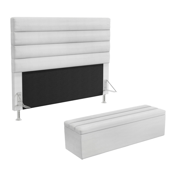Cabeceira Atlas E Calçadeira Baú Ursa 160 Para Cama Queen A-0