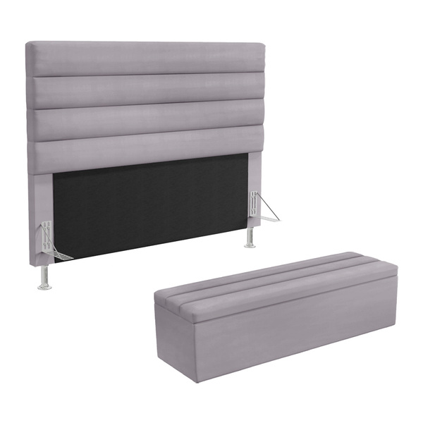 Cabeceira Atlas E Calçadeira Baú Ursa 160 Para Cama Queen N-0