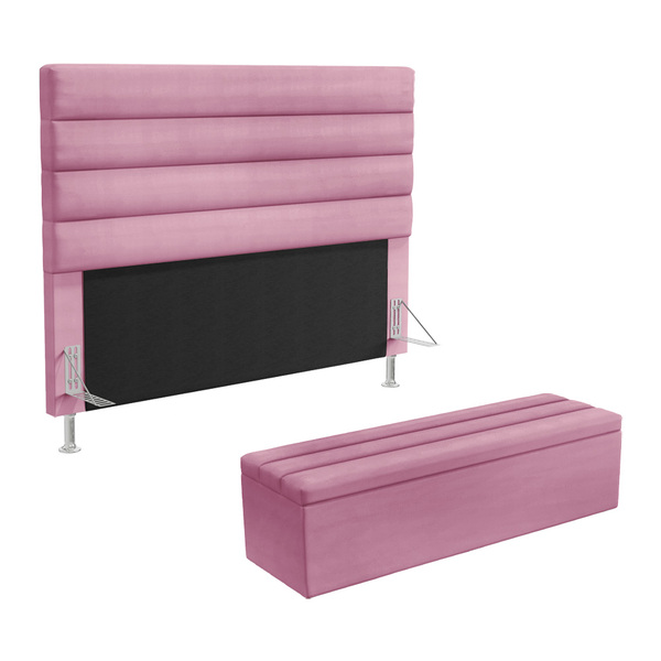 Cabeceira Atlas E Calçadeira Baú Ursa 195 Para Cama King Z-00