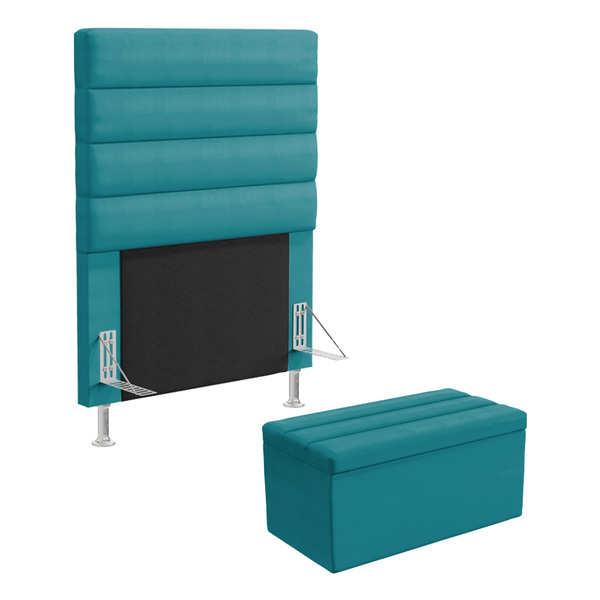 Cabeceira Atlas E Calçadeira Baú Ursa 90 Para Cama De Solteir