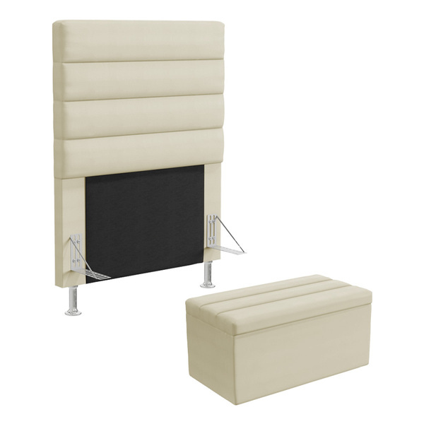 Cabeceira Atlas E Calçadeira Baú Ursa 90 Para Cama De Solteir