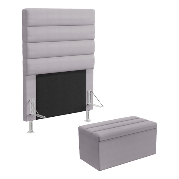 Cabeceira Atlas E Calçadeira Baú Ursa 90 Para Cama De Solteir