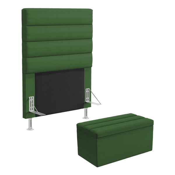 Cabeceira Atlas E Calçadeira Baú Ursa 90 Para Cama De Solteir