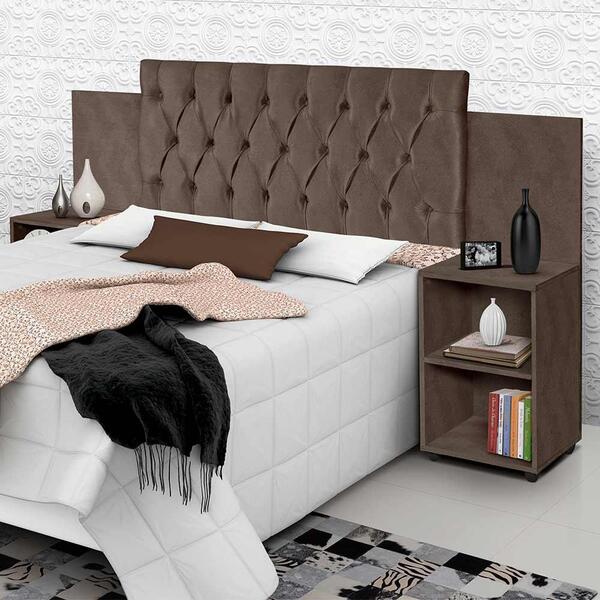 Cabeceira Avelulada Box Queen Size Com Mesas De Apoio Classic