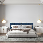 Cabeceira Azul Estofada Nuvem Para Cama Box Casal